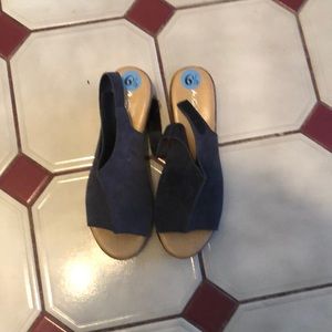 Blue wedge heels sandals
